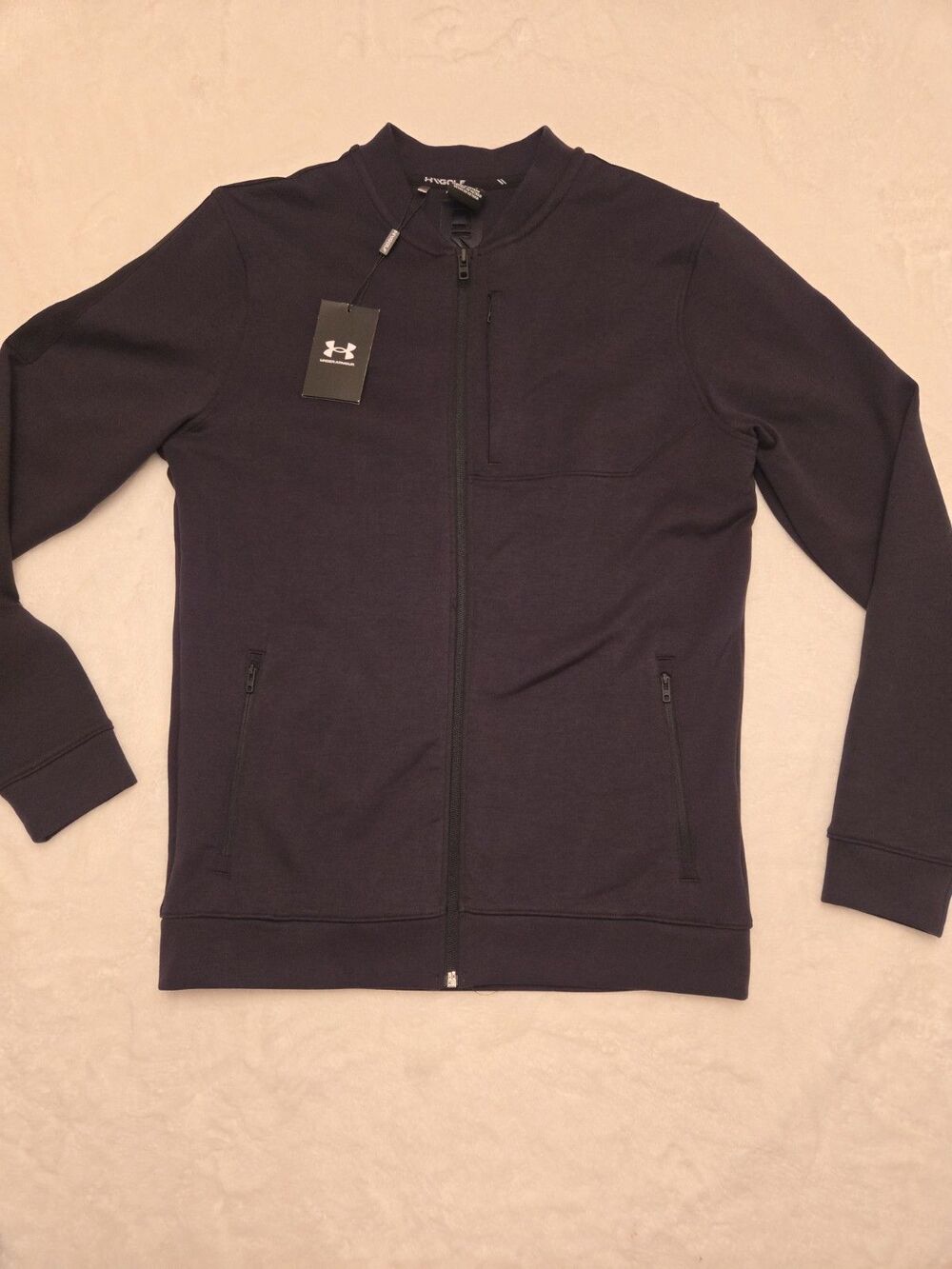 NEW Men's Under Armour Golf Tour Tips FZ Bomber Zip Up Jacket Black Size Small